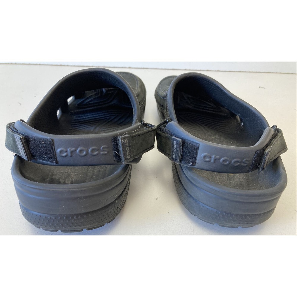 Crocs Yukon Mesa Clogs Black Leather Slingback Cut Out Split Toe Mens Sz 14 - Picture 5 of 8